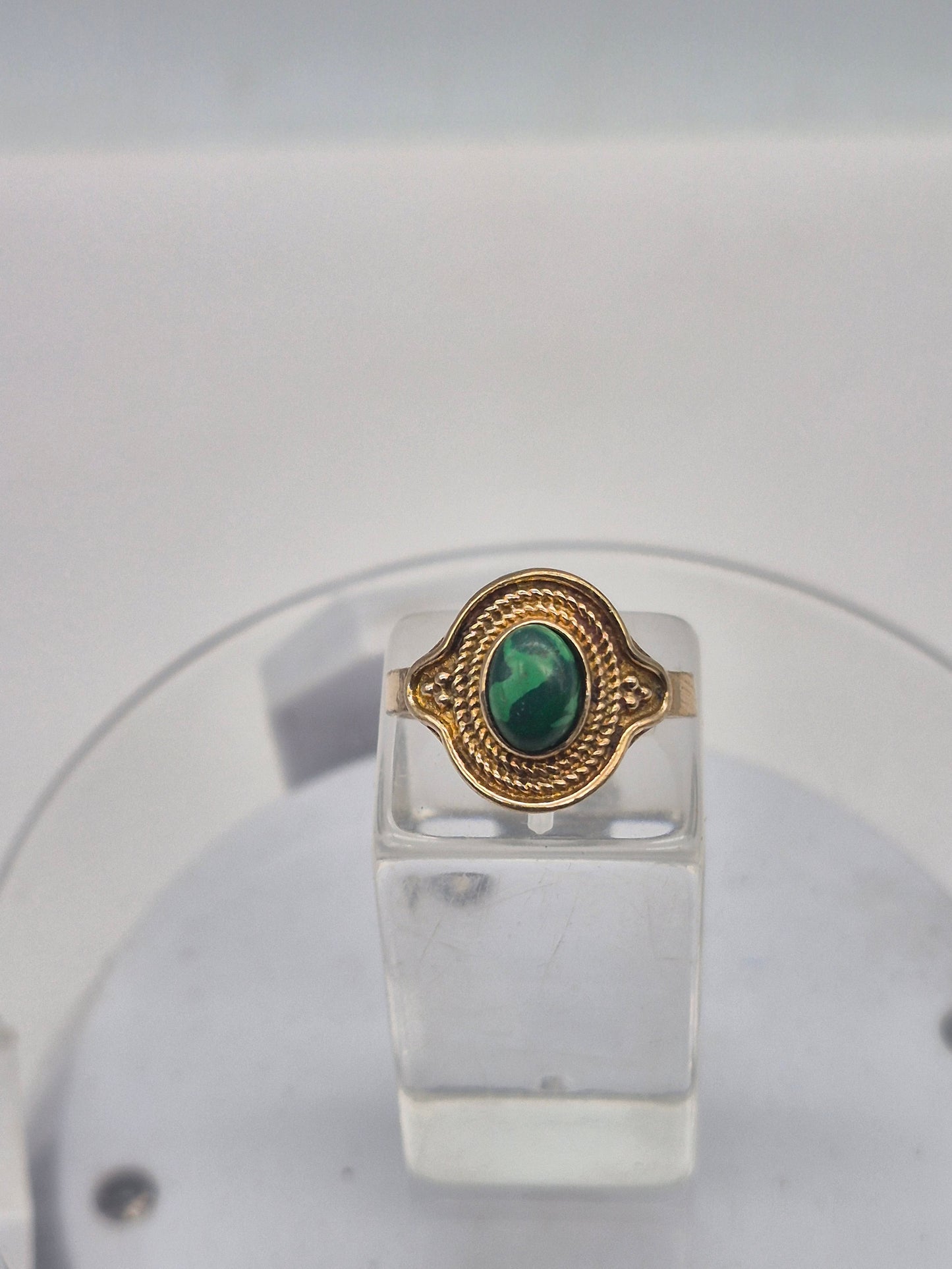 Malachite Brass Adjustable Ring Healing Crystal