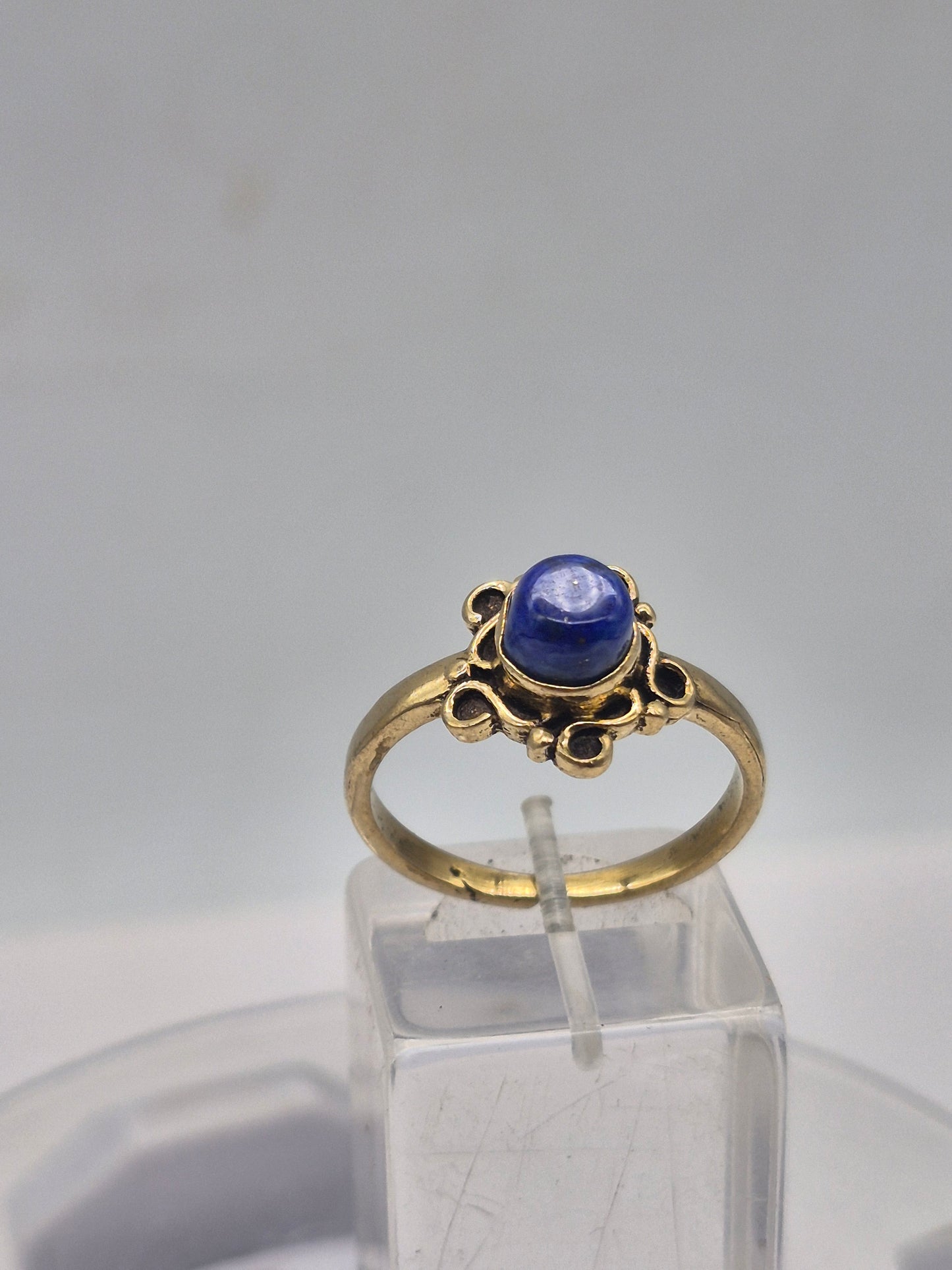 Lapis Lazuli Brass Adjustable Ring – Handmade Gemstone Jewelry for Women