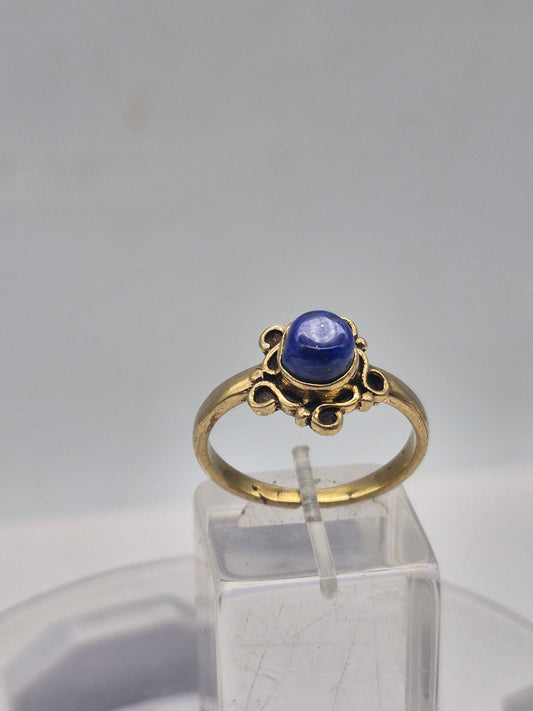 Lapis Lazuli Brass Adjustable Ring – Handmade Gemstone Jewelry for Women