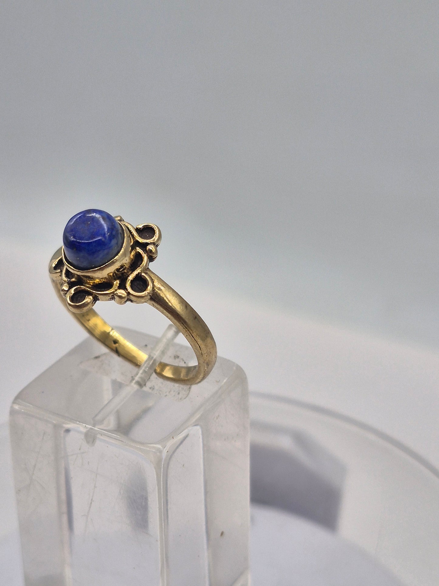Lapis Lazuli Brass Adjustable Ring – Handmade Gemstone Jewelry for Women