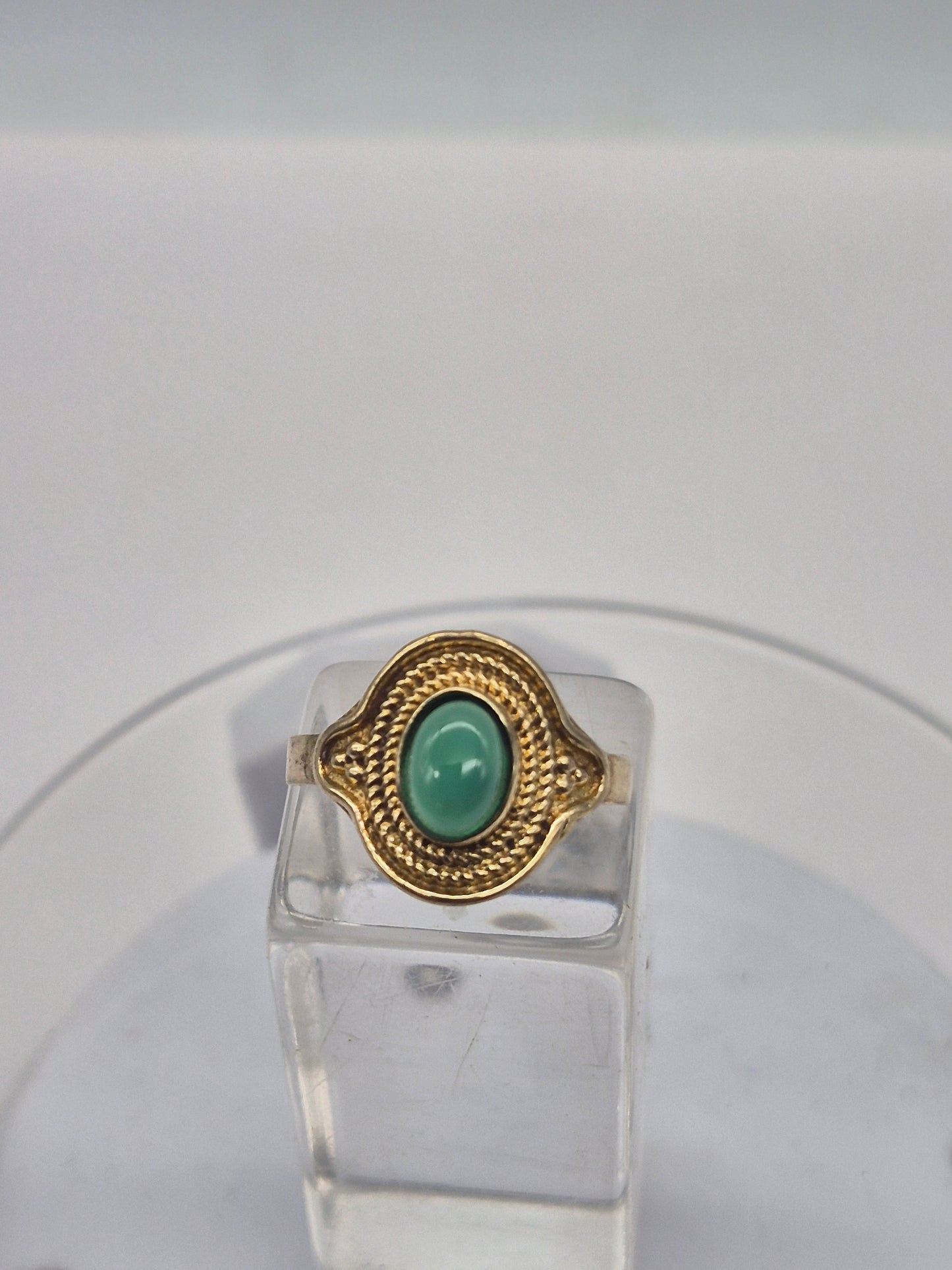 Green Aventurine Brass Adjustable Ring for Women
