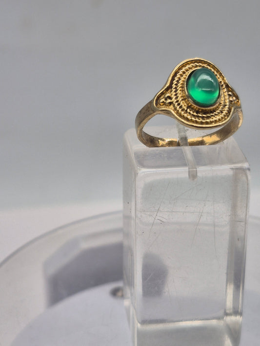 Green Aventurine Brass Adjustable Ring for Women