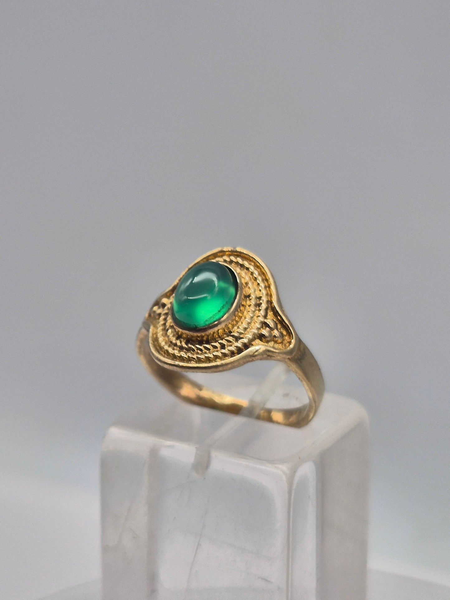 Green Aventurine Brass Adjustable Ring for Women