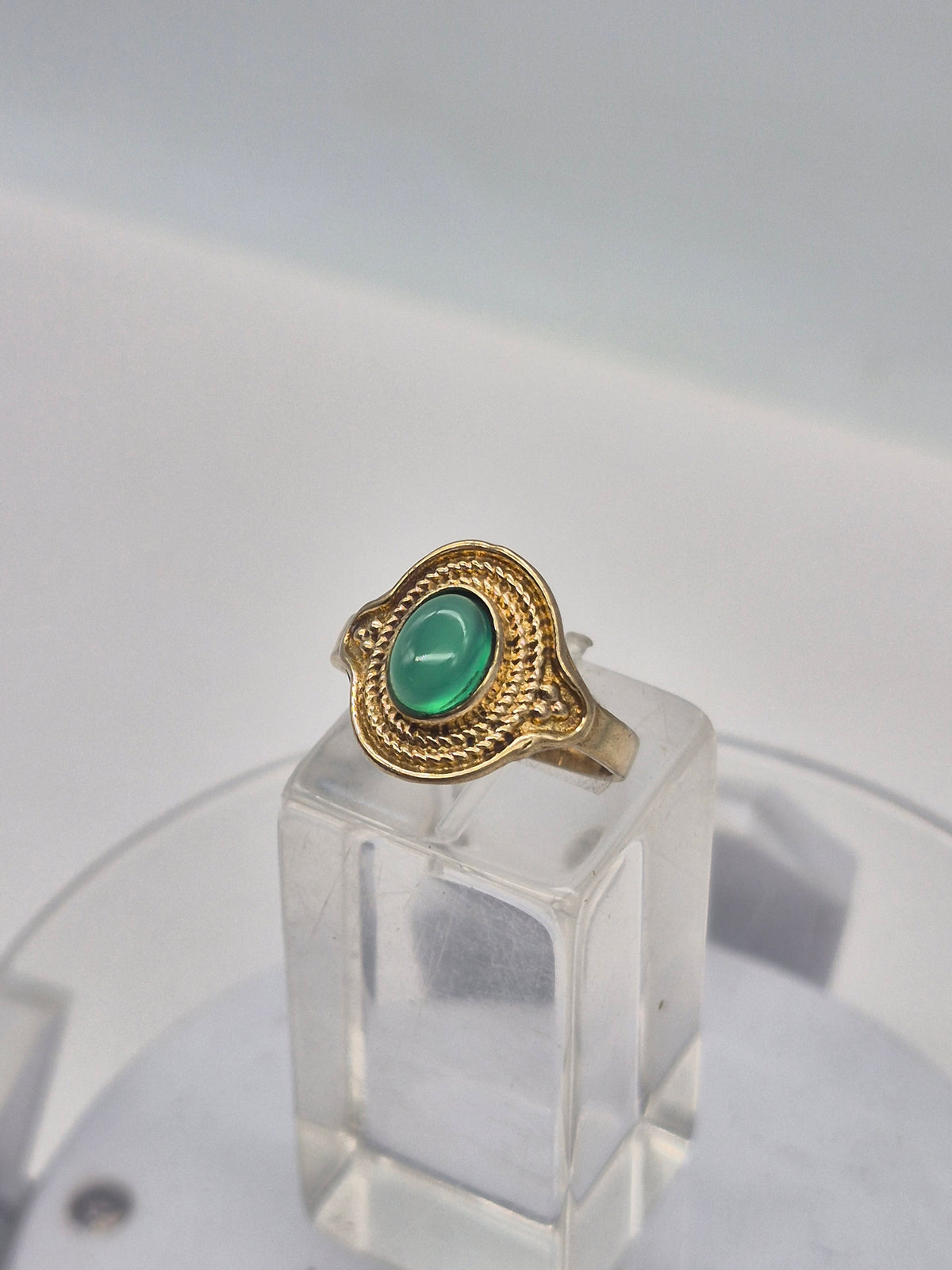 Green Aventurine Brass Adjustable Ring for Women