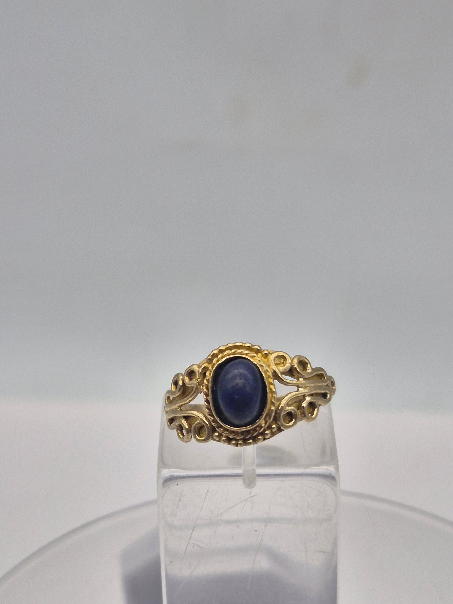 Lapis Lazuli Brass Adjustable Ring – Handmade Gemstone Jewelry for Women