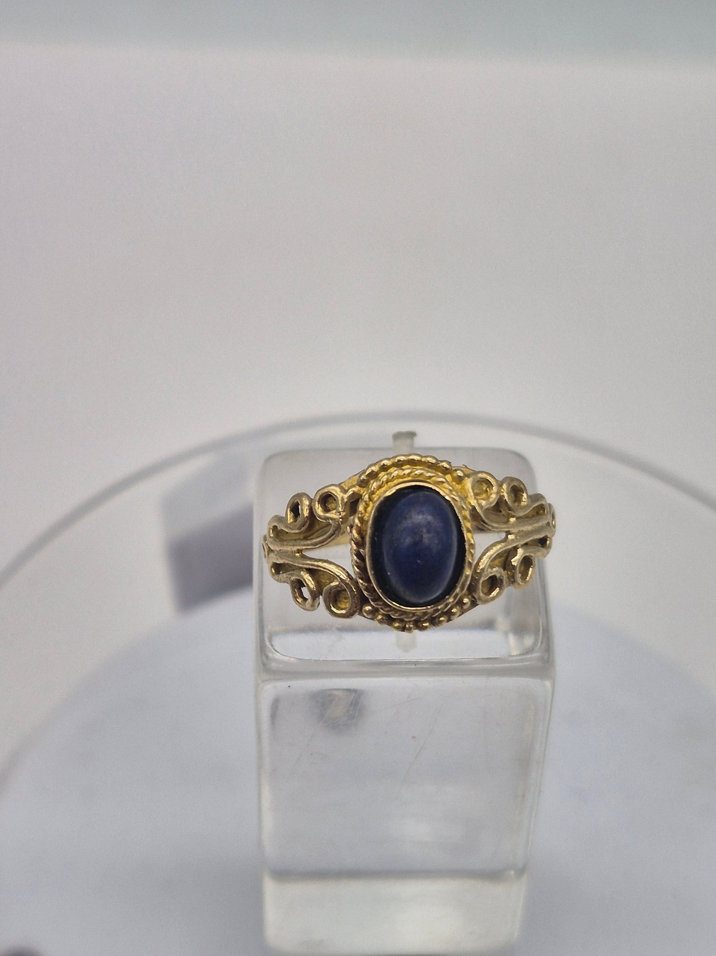 Lapis Lazuli Brass Adjustable Ring – Handmade Gemstone Jewelry for Women