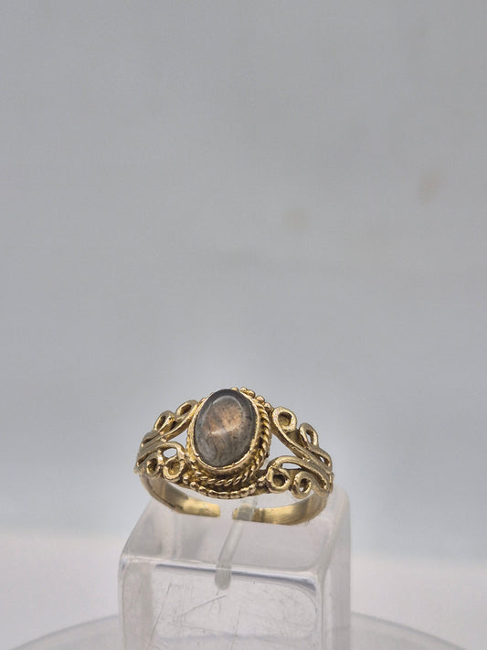 Labradorite Crystal Brass Adjustable Ring