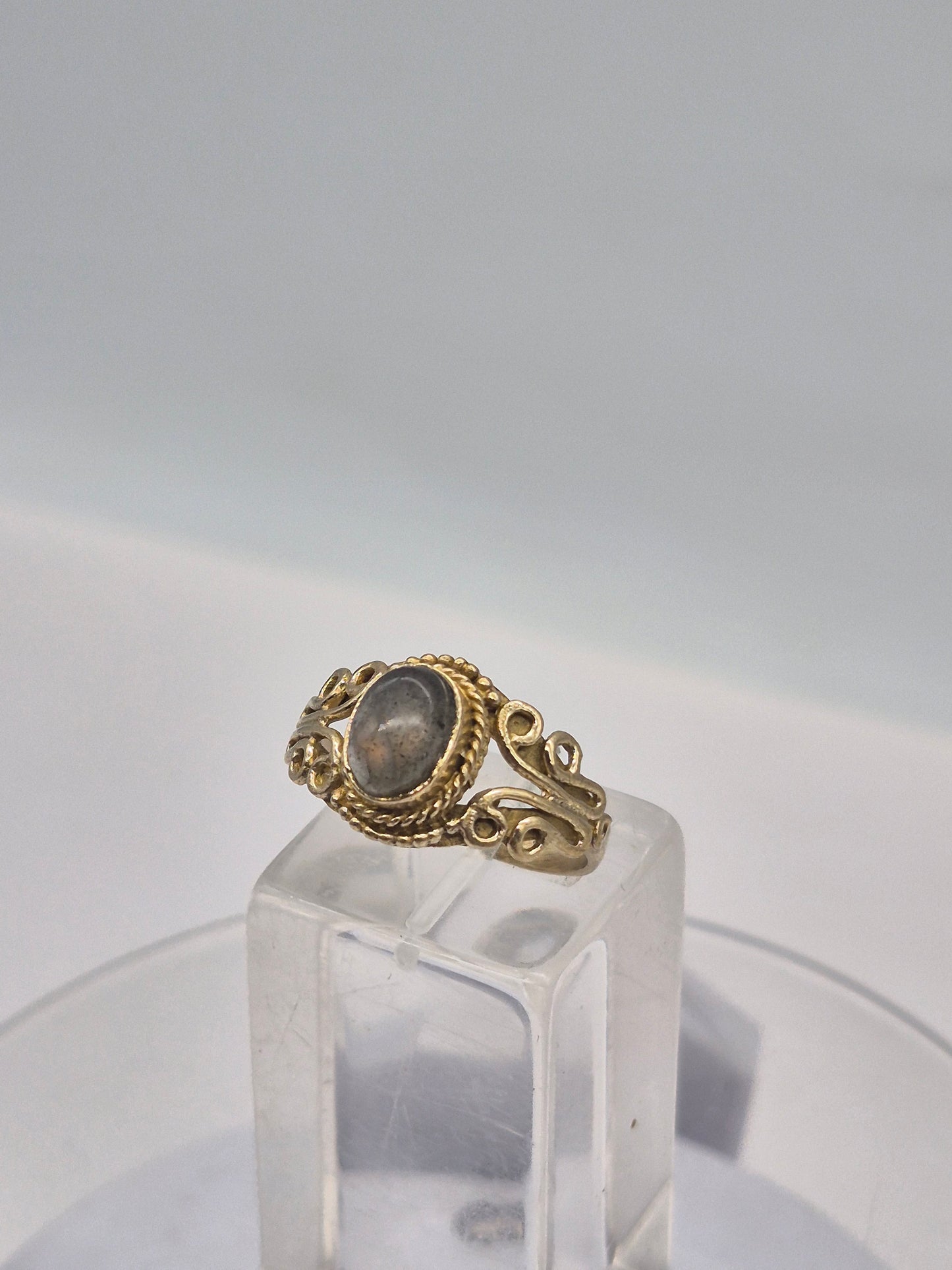Labradorite Crystal Brass Adjustable Ring