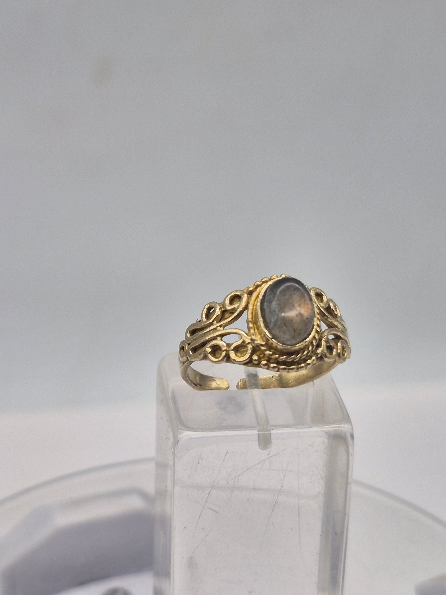 Labradorite Crystal Brass Adjustable Ring