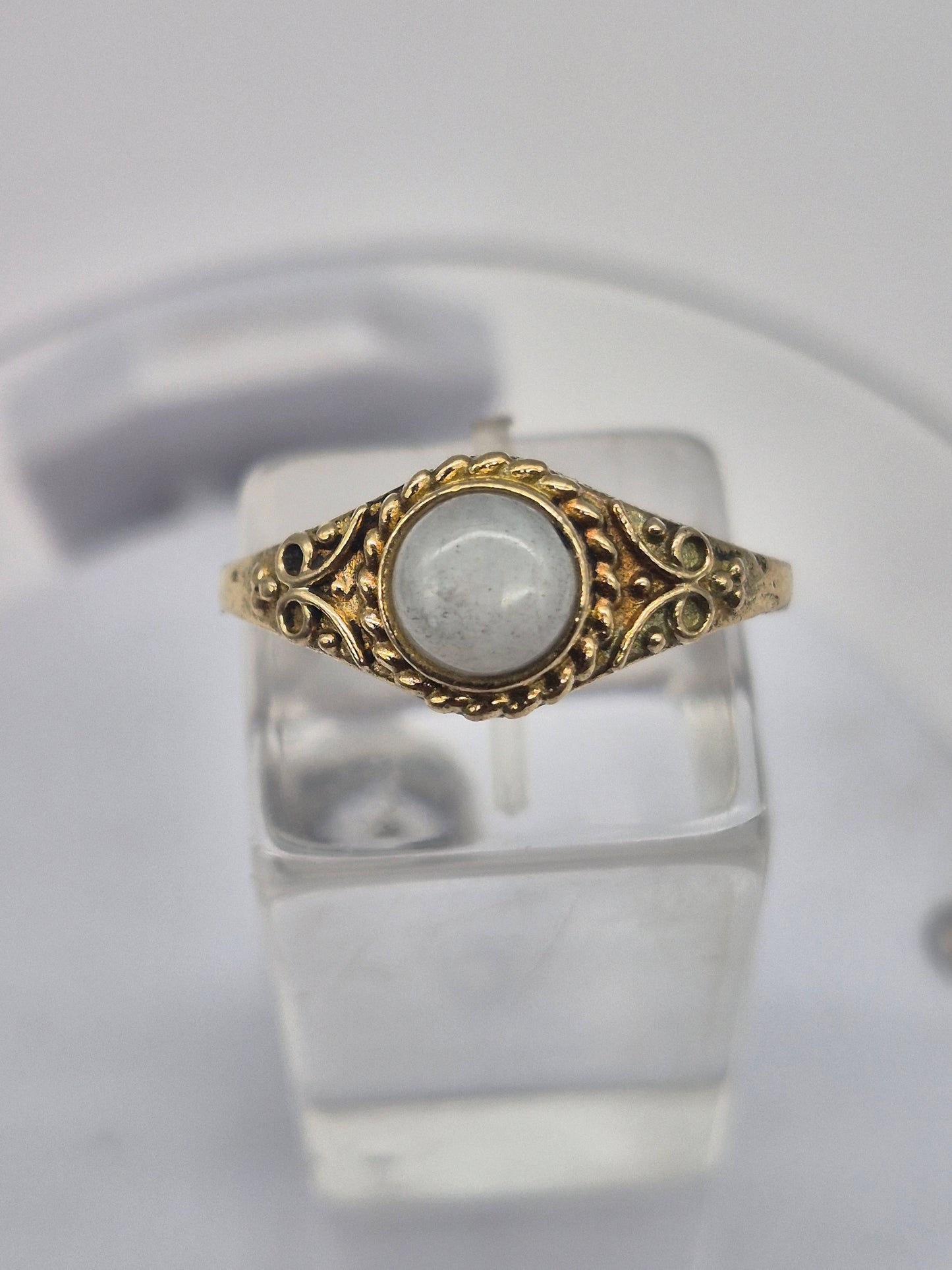 Moonstone Crystal Brass Ring