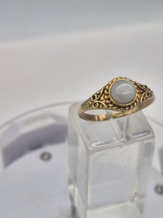 Moonstone Crystal Brass Ring