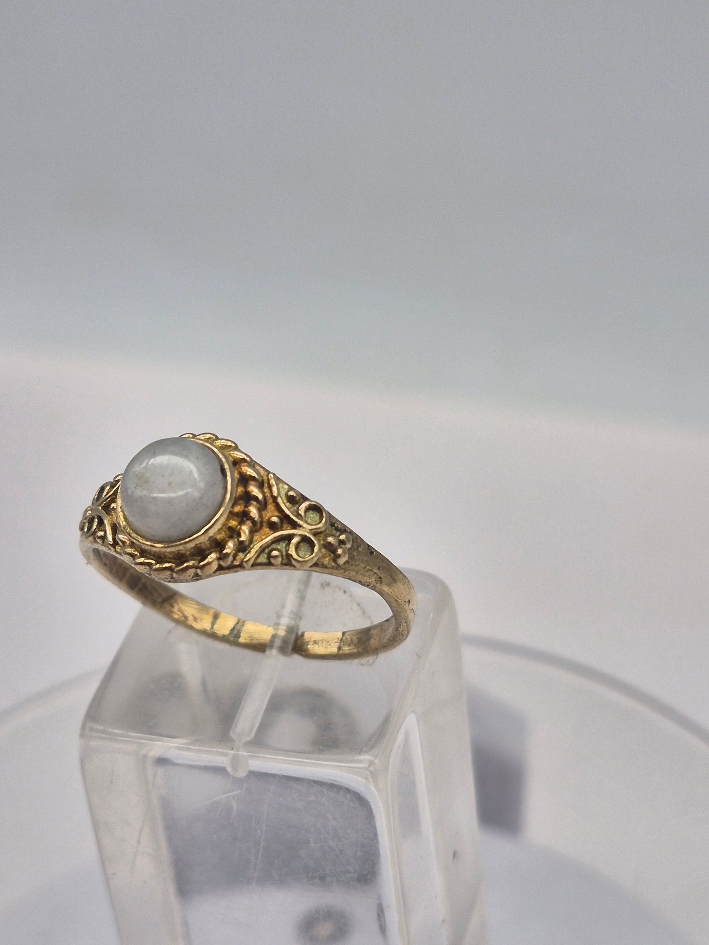 Moonstone Crystal Brass Ring