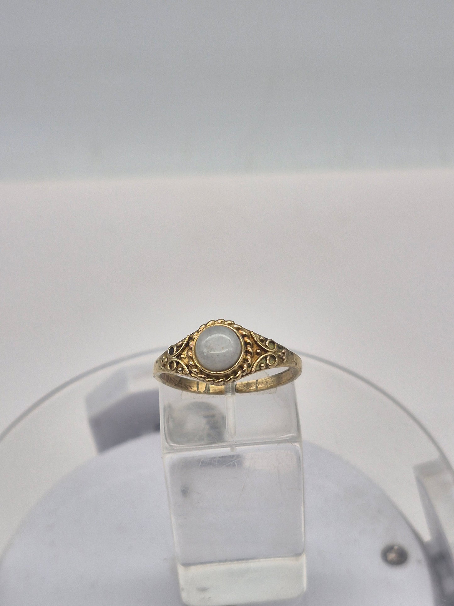 Moonstone Crystal Brass Ring
