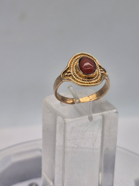 Carnelian Brass Adjustable Ring for Women
