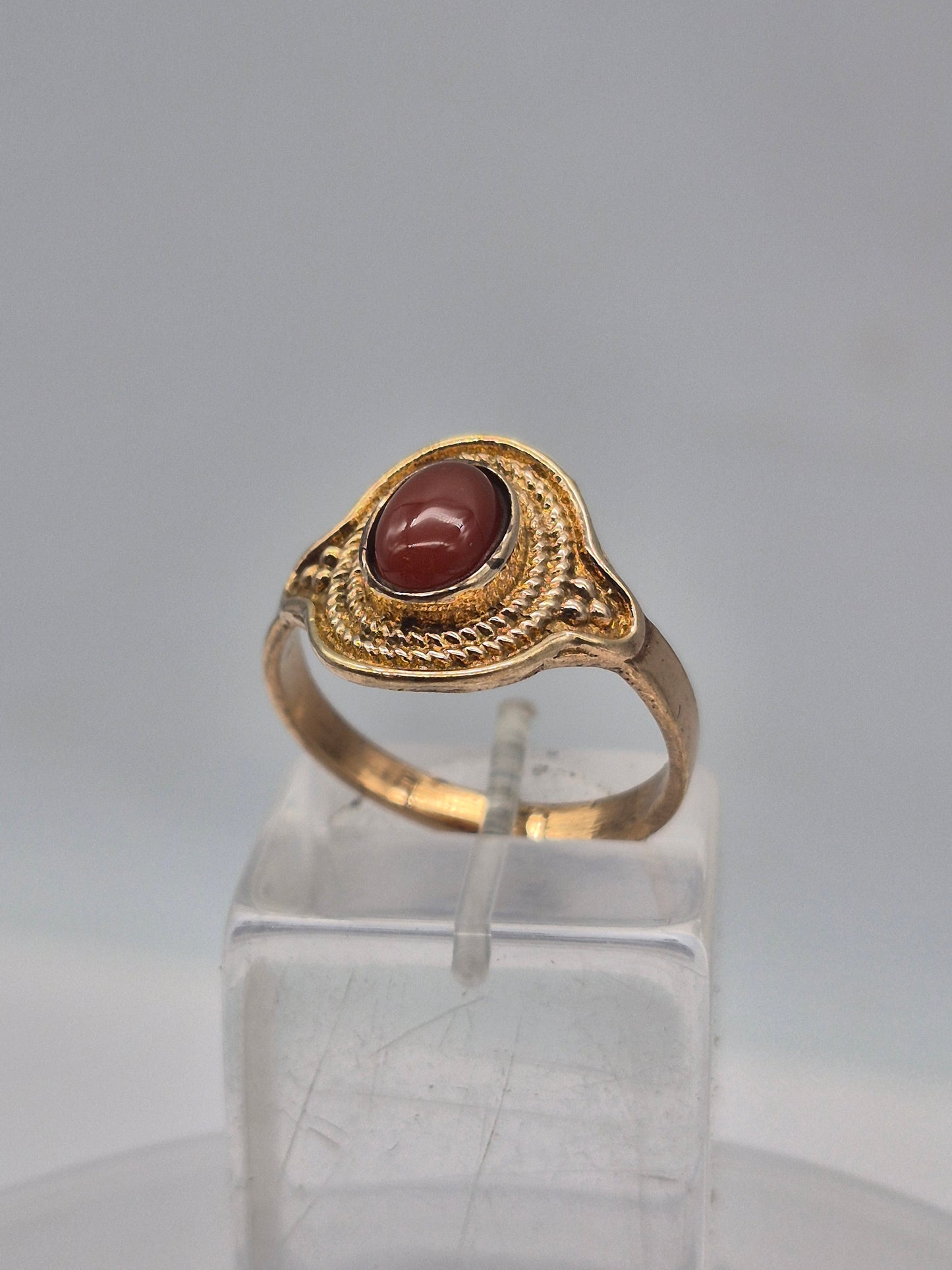 Carnelian Brass Adjustable Ring for Women