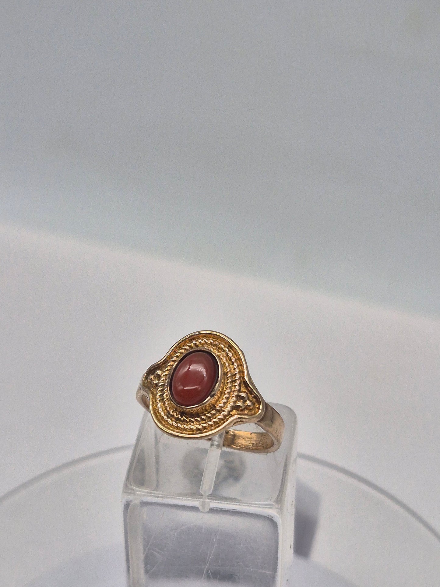 Carnelian Brass Adjustable Ring for Women
