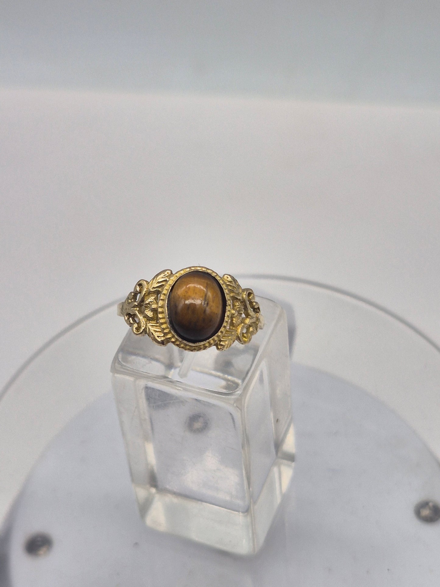 Tiger's Eye Crystal Brass Ring