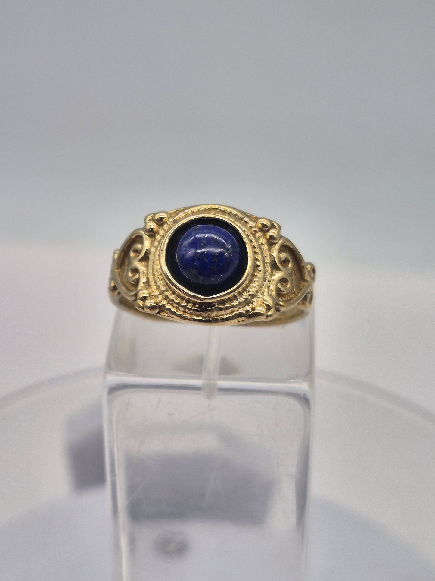 Lapis Lazuli Brass Adjustable Ring – Handmade Gemstone Jewelry for Women