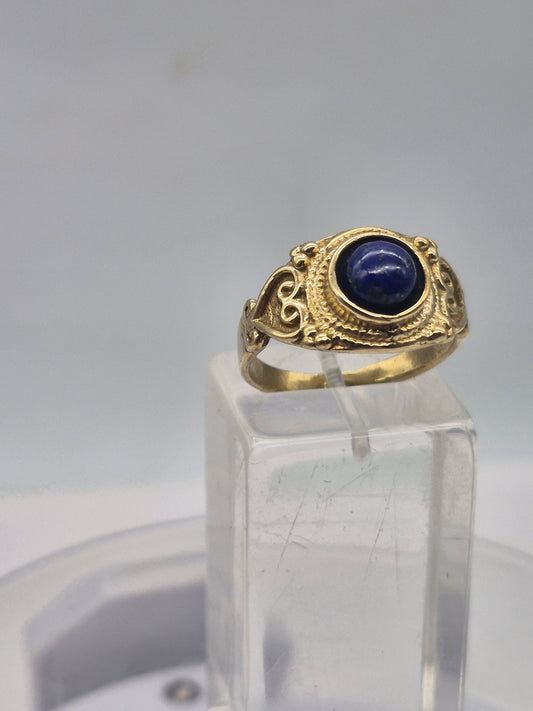 Lapis Lazuli Brass Adjustable Ring – Handmade Gemstone Jewelry for Women