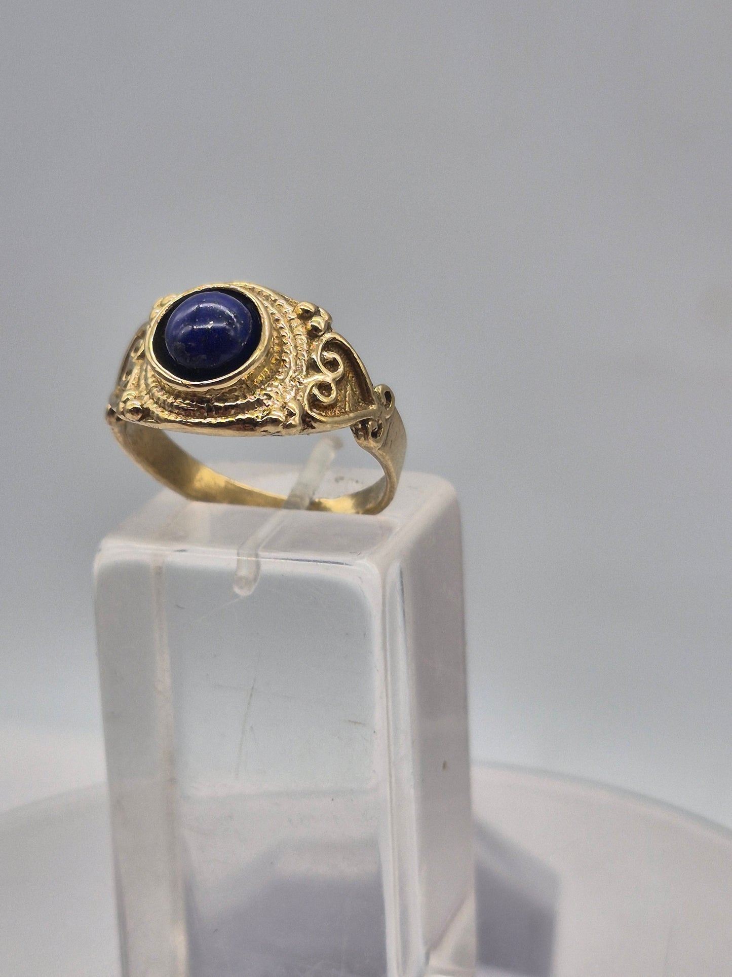 Lapis Lazuli Brass Adjustable Ring – Handmade Gemstone Jewelry for Women