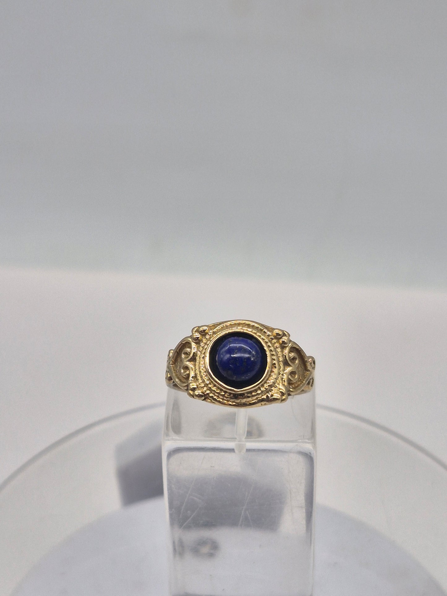 Lapis Lazuli Brass Adjustable Ring – Handmade Gemstone Jewelry for Women