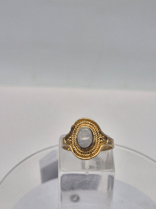 Moonstone Crystal Brass Ring