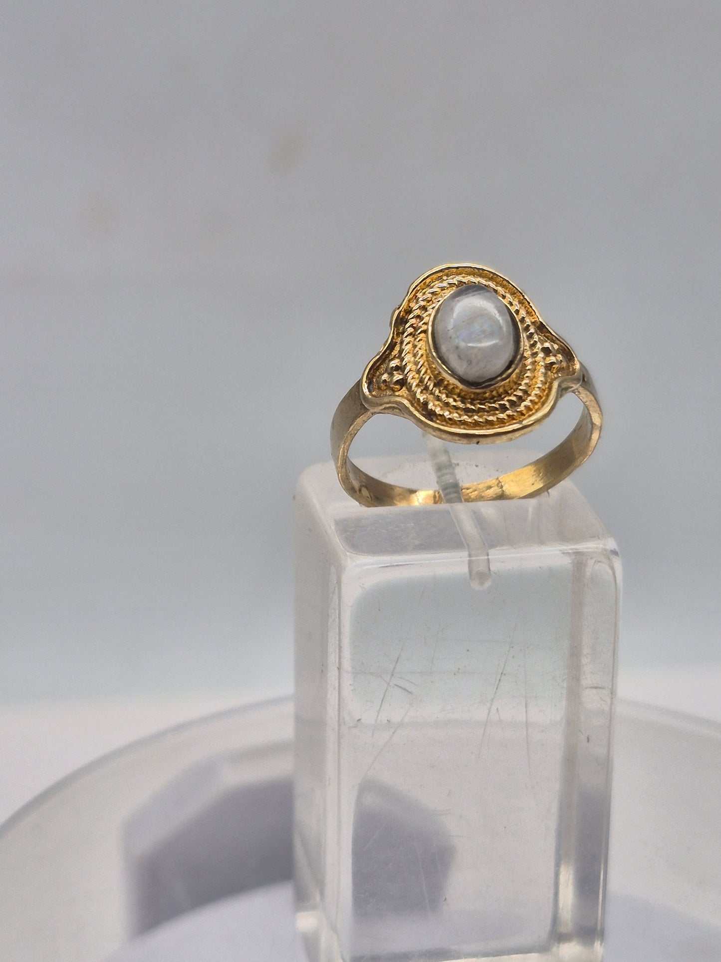 Moonstone Crystal Brass Ring