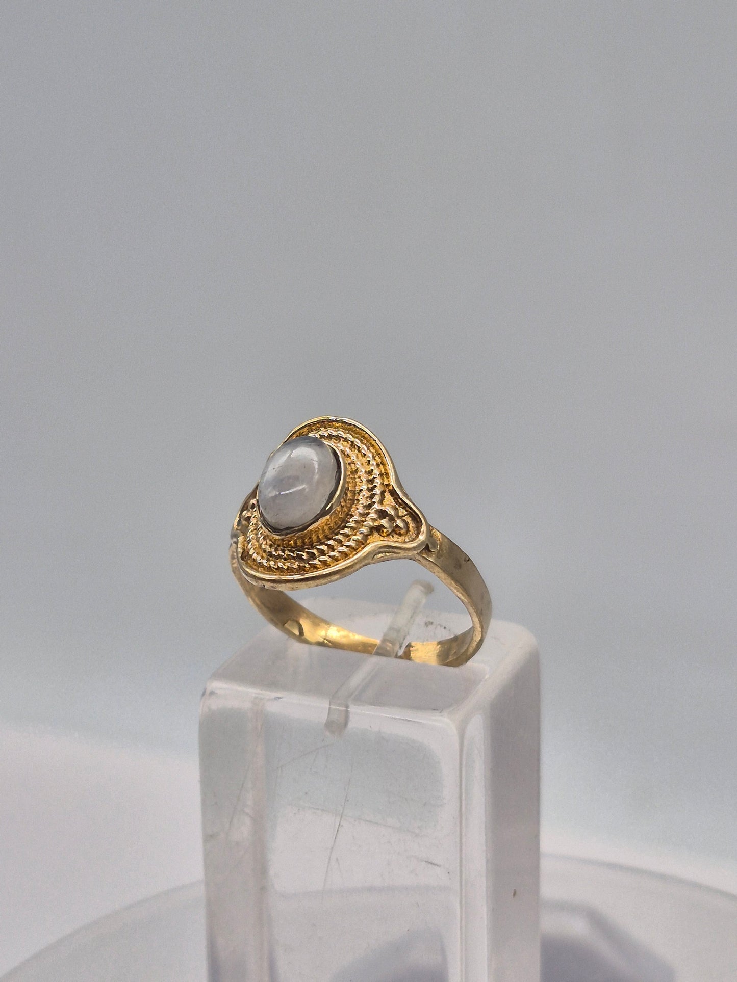 Moonstone Crystal Brass Ring
