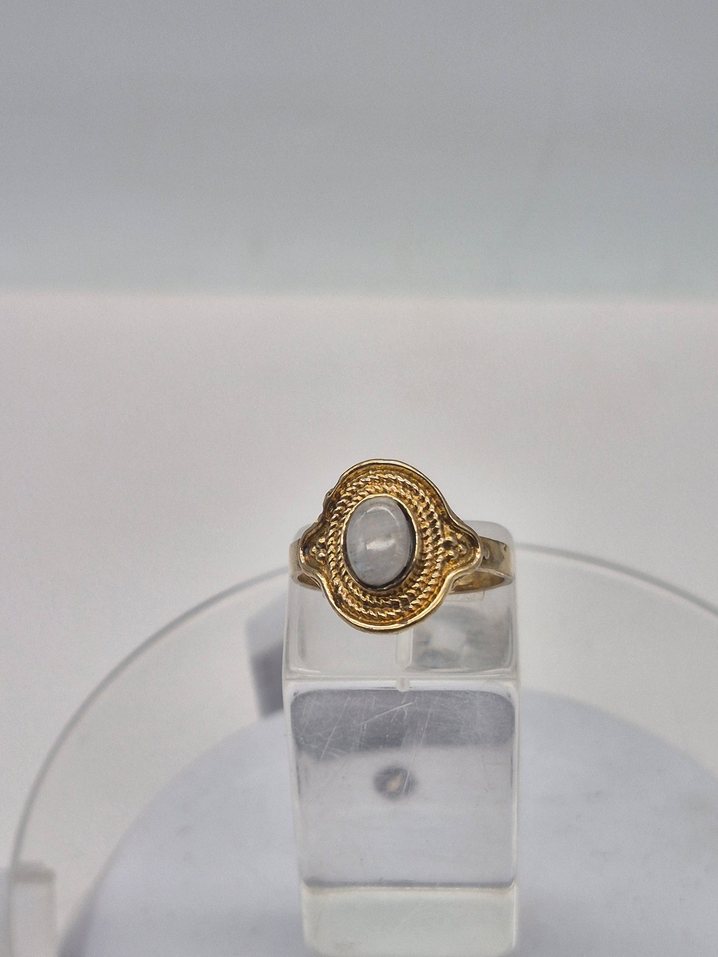 Moonstone Crystal Brass Ring