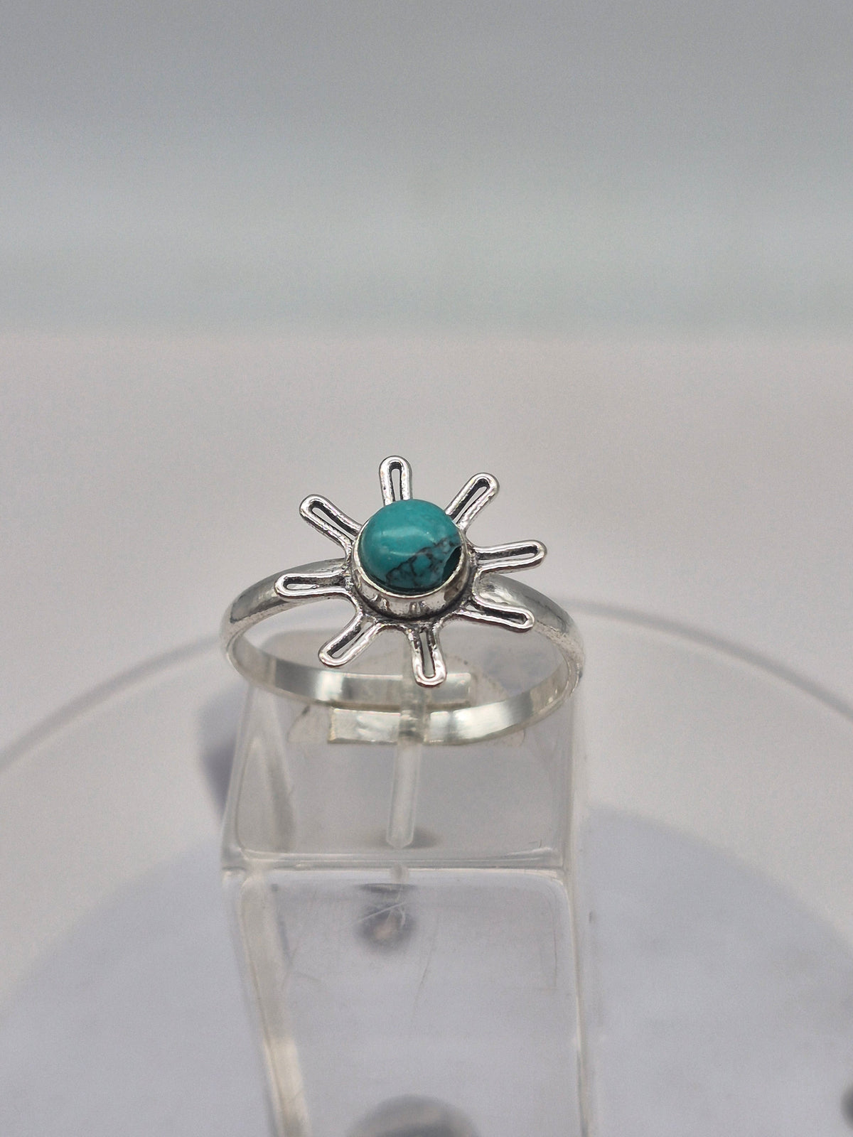 Turquoise Silver Plated Adjustable Ring
