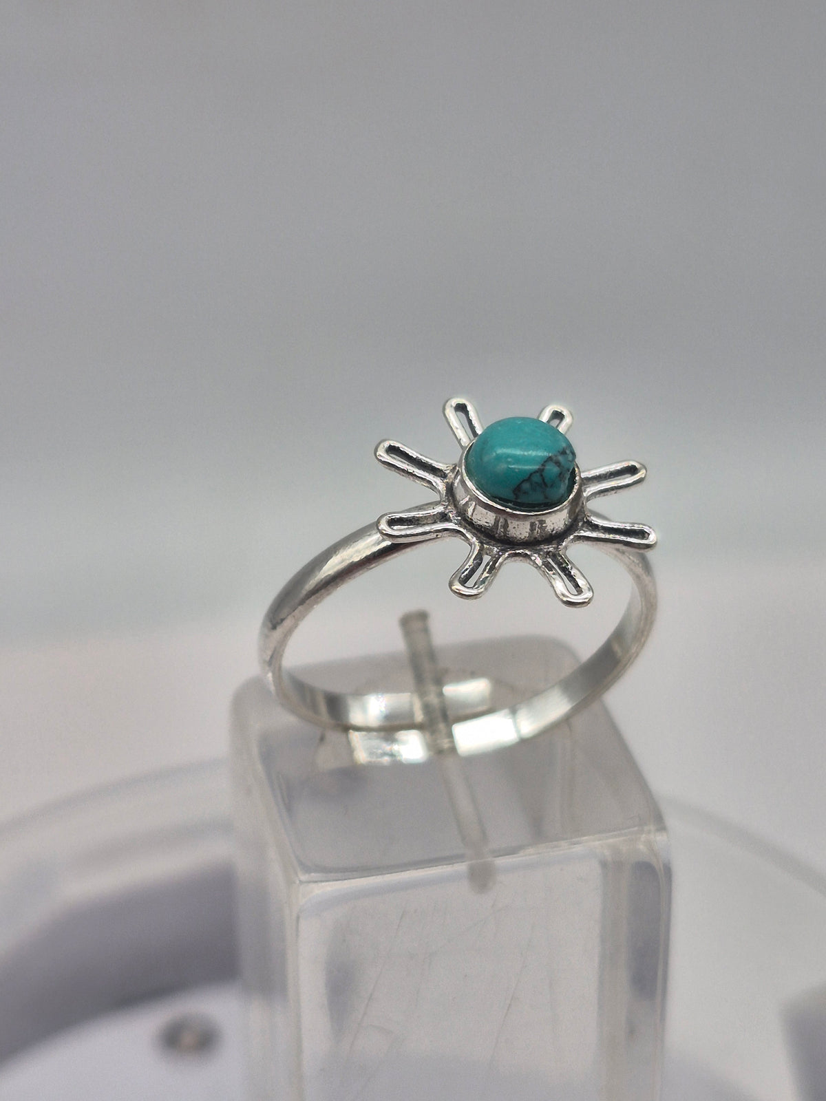 Turquoise Silver Plated Adjustable Ring