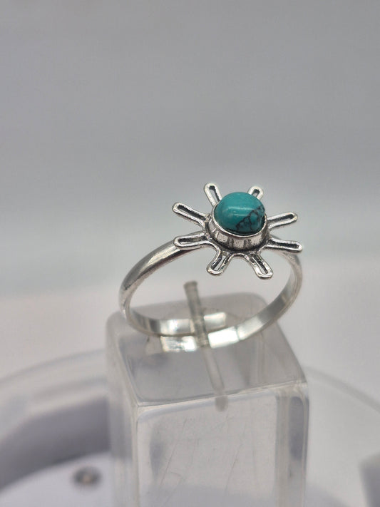 Turquoise Silver Plated Adjustable Ring