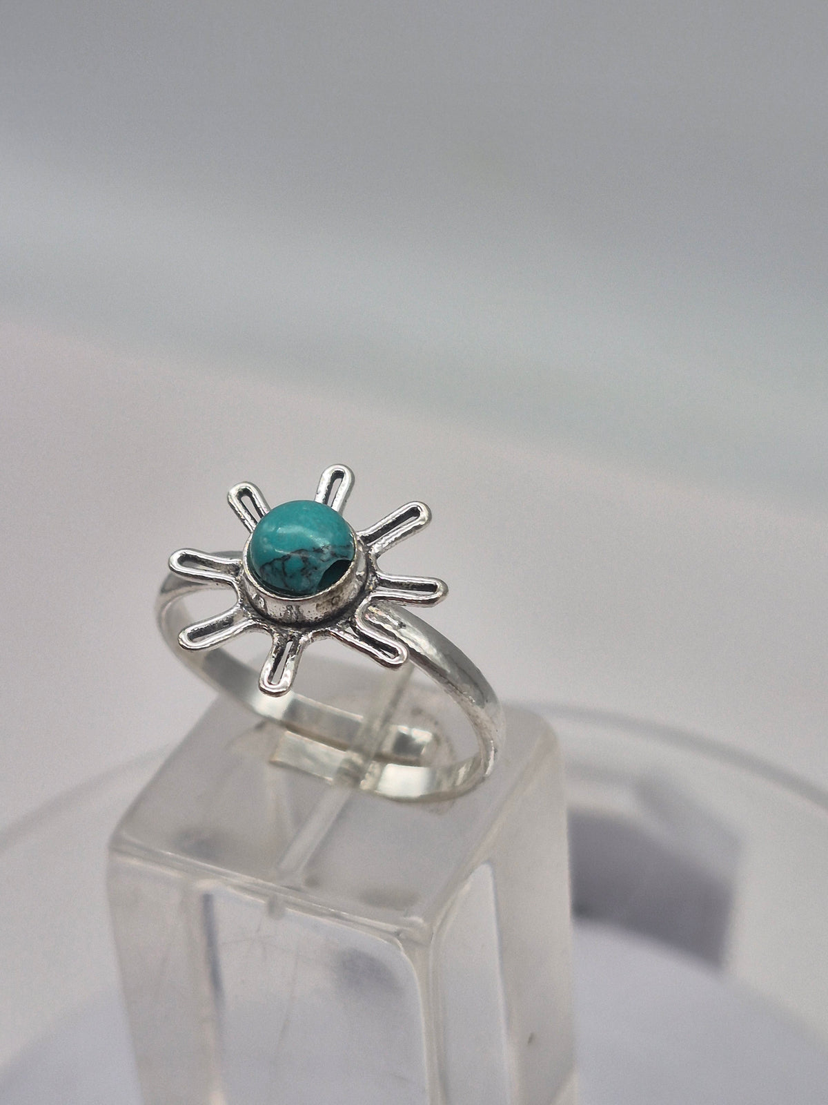 Turquoise Silver Plated Adjustable Ring