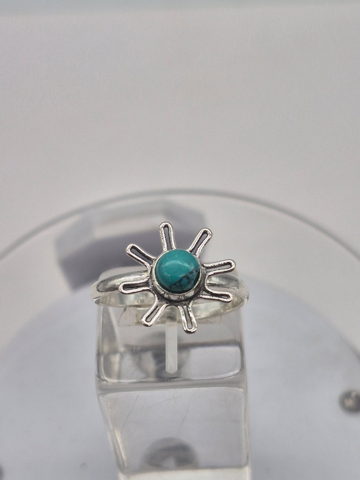 Turquoise Silver Plated Adjustable Ring