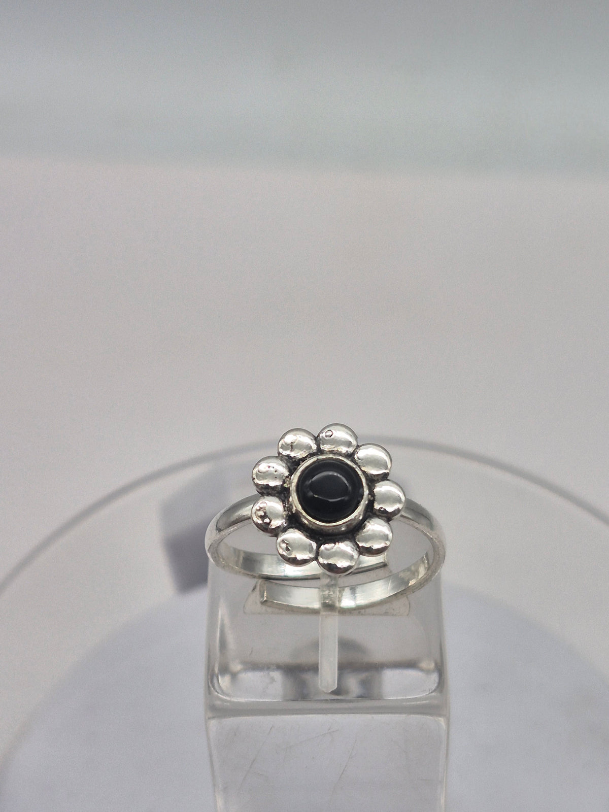 Black Tourmaline Silver Plated Adjustable Ring for Women