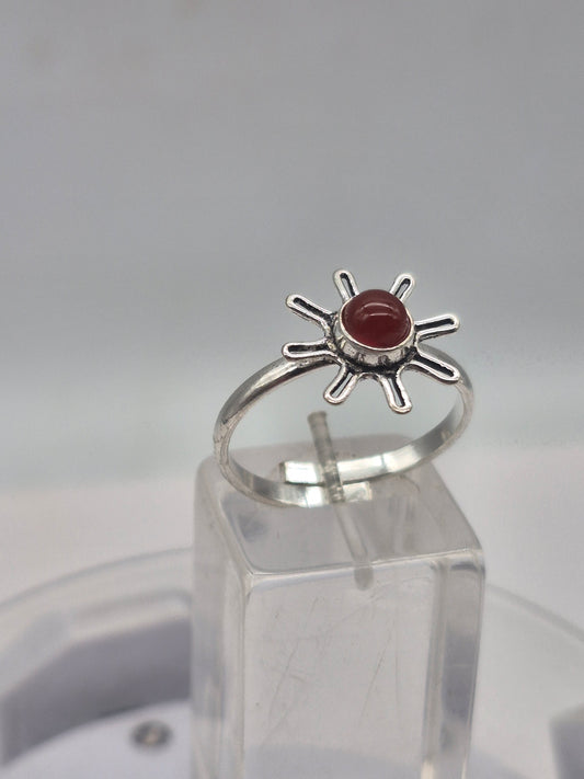 Carnelian Crystal Silver Plated Adjustable Ring