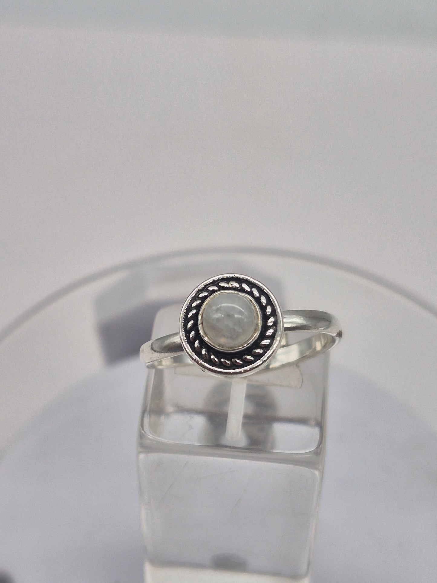 Moonstone Crystal Silver Plated Adjustable Ring