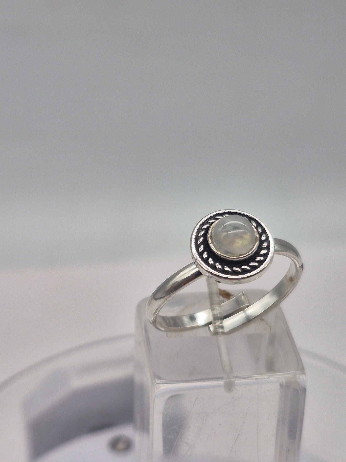 Moonstone Crystal Silver Plated Adjustable Ring