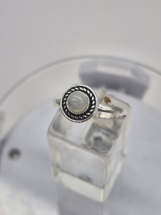 Moonstone Crystal Silver Plated Adjustable Ring