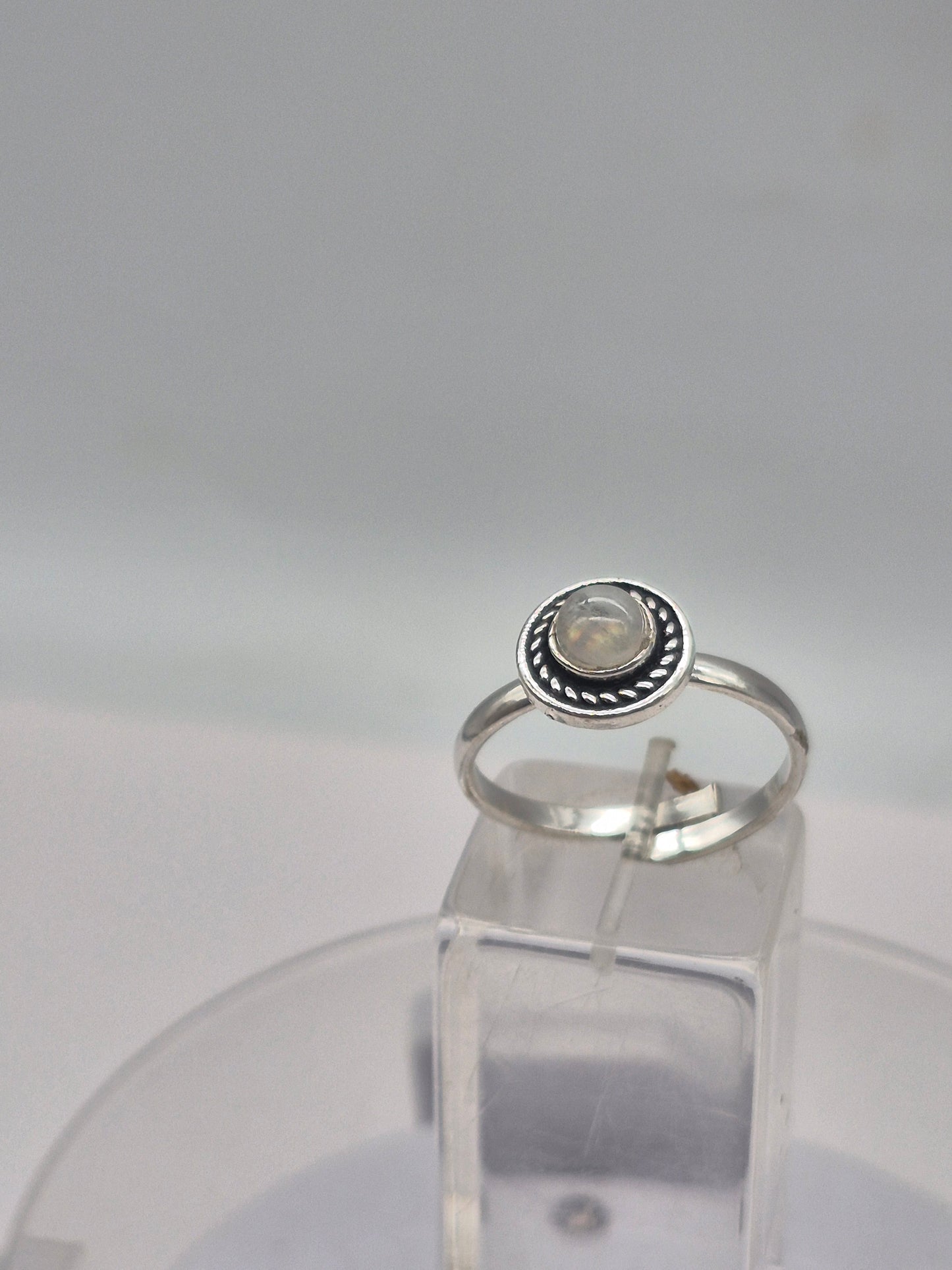 Moonstone Crystal Silver Plated Adjustable Ring