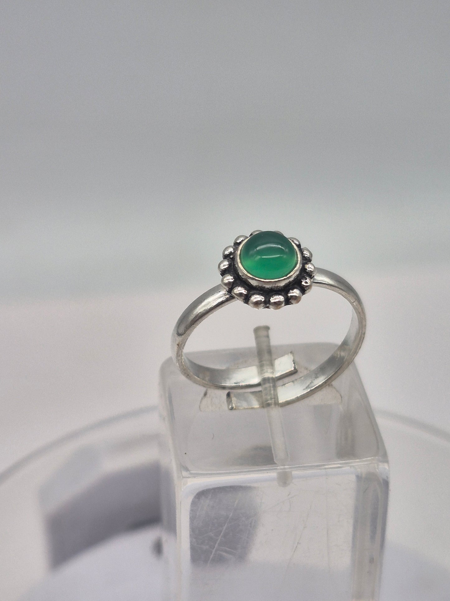 Green Aventurine Crystal Silver Plated Adjustable Ring