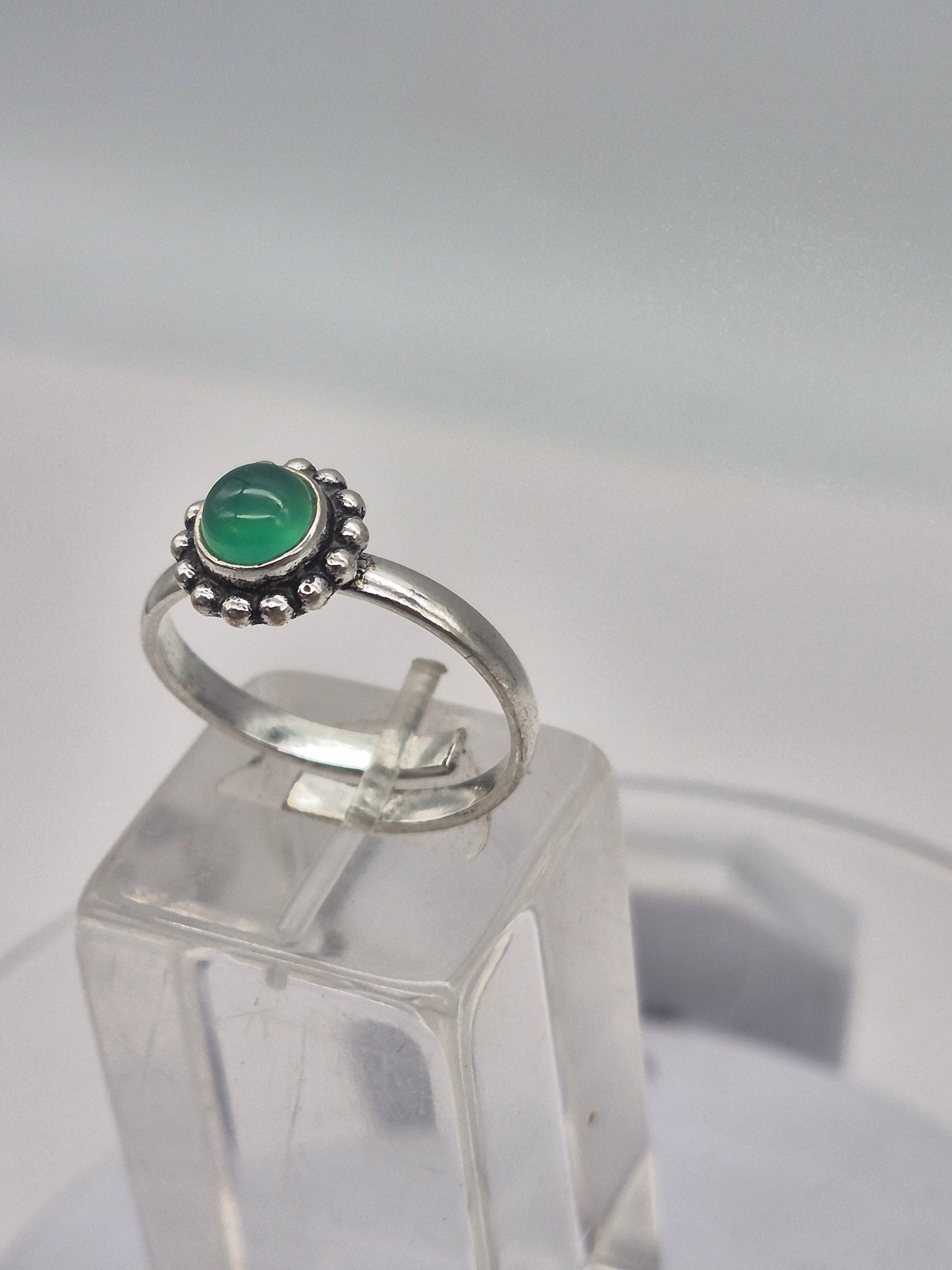 Green Aventurine Crystal Silver Plated Adjustable Ring