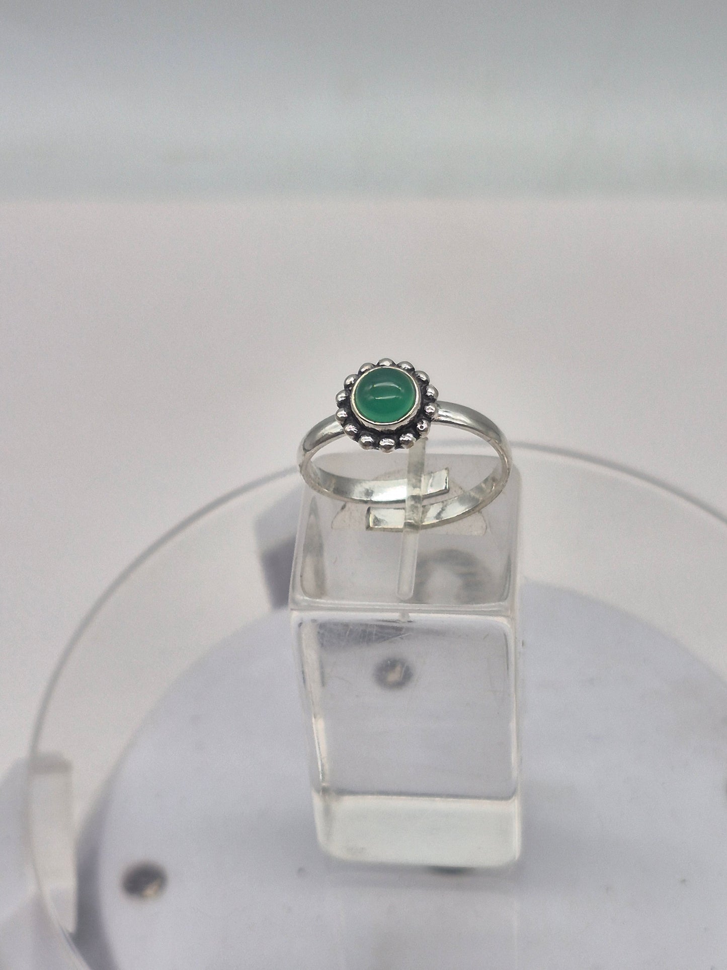 Green Aventurine Crystal Silver Plated Adjustable Ring