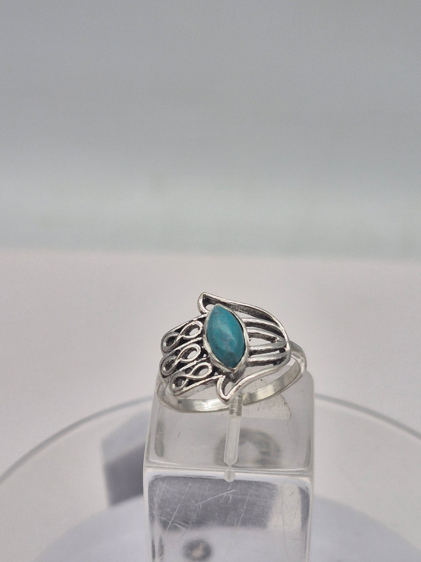 Turquoise Silver Plated Adjustable Ring