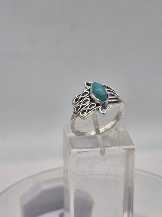 Turquoise Silver Plated Adjustable Ring