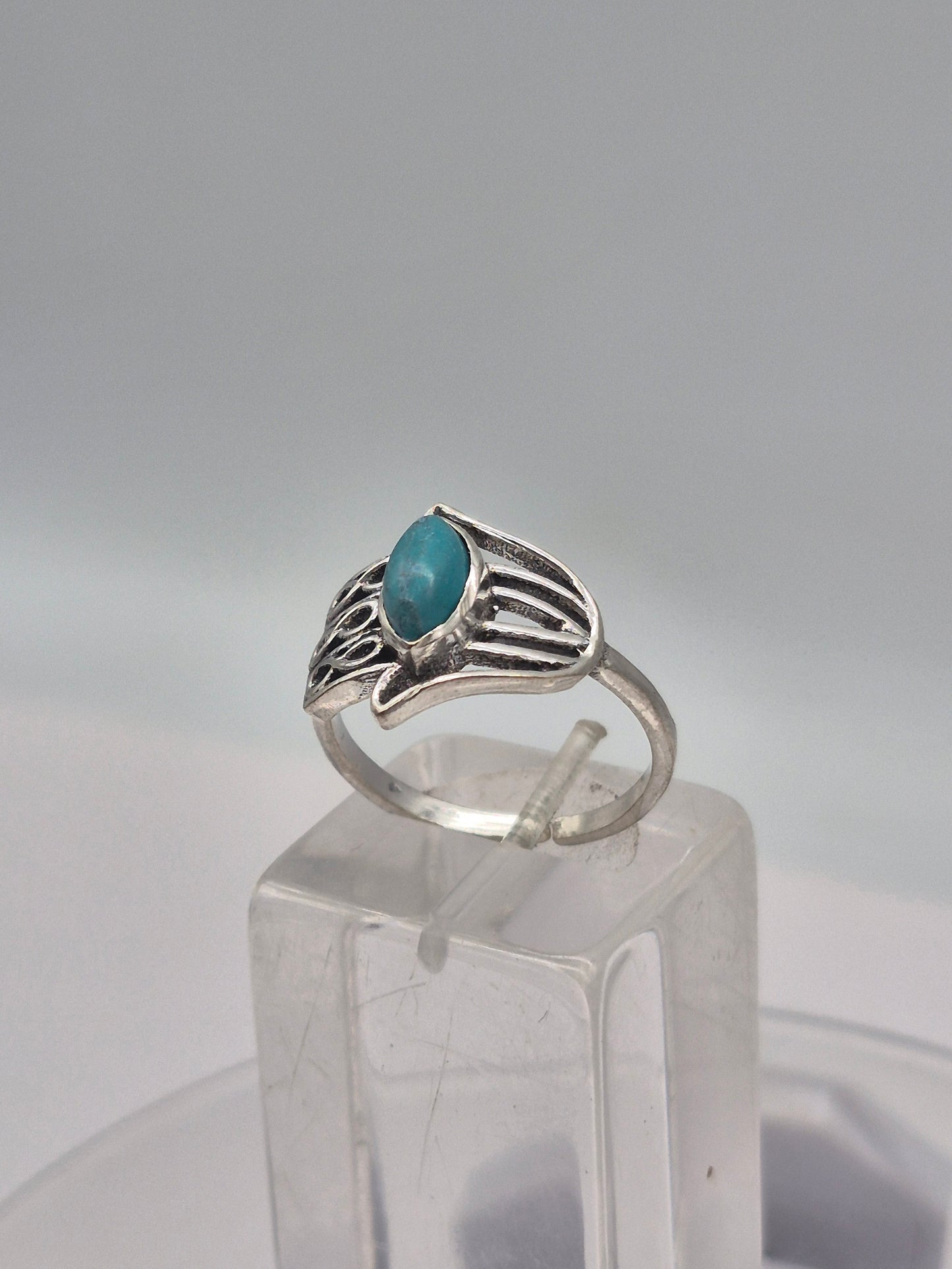 Turquoise Silver Plated Adjustable Ring