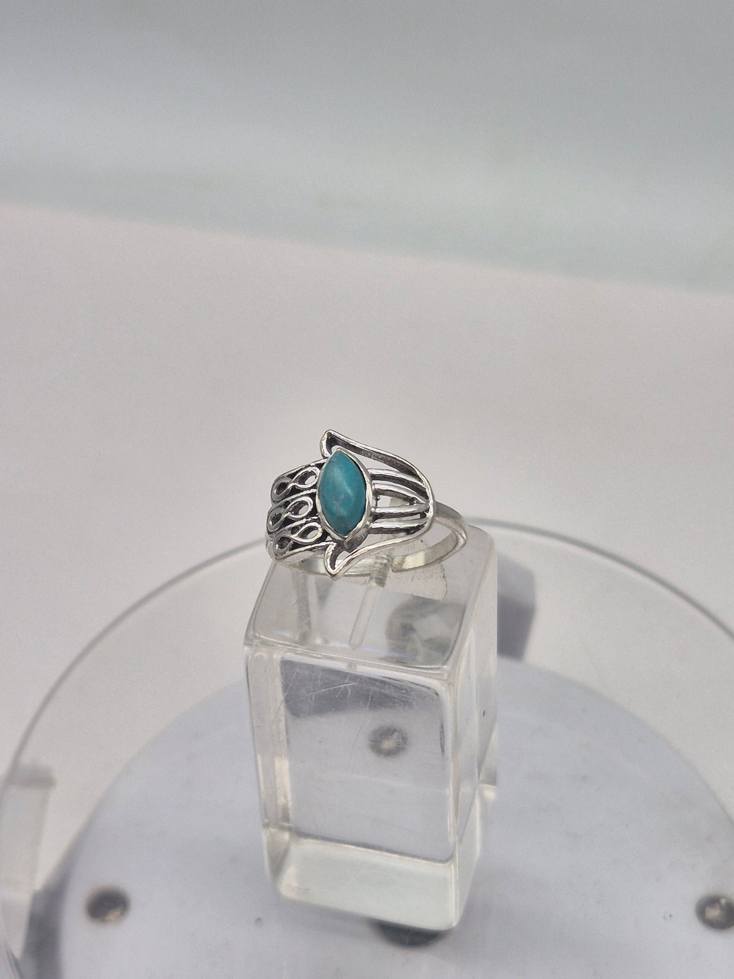 Turquoise Silver Plated Adjustable Ring