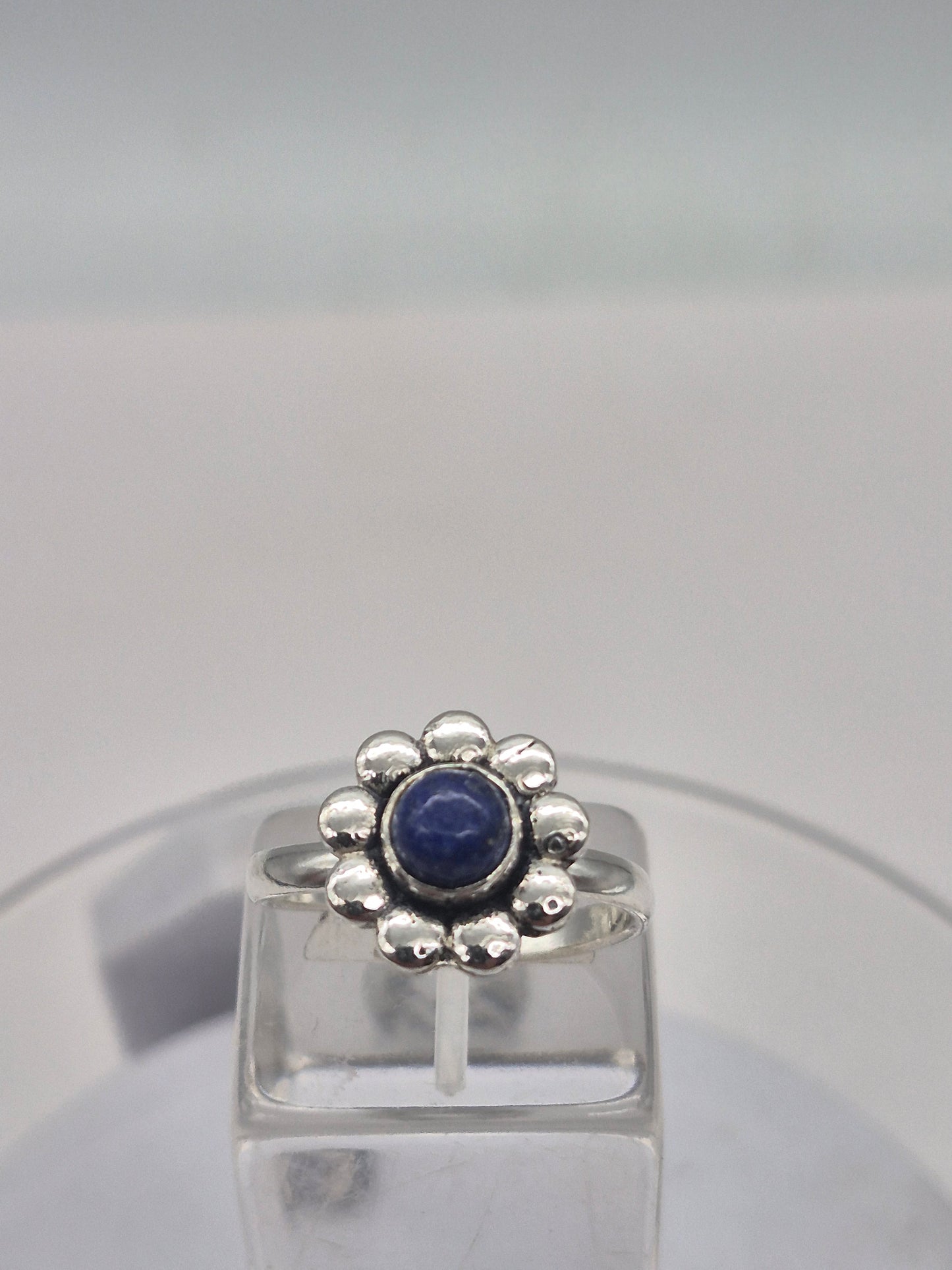 Lapis Lazuli Crystal Silver Plated Adjustable Ring