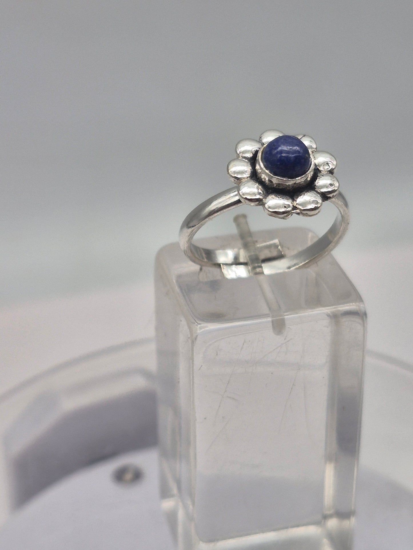 Lapis Lazuli Crystal Silver Plated Adjustable Ring