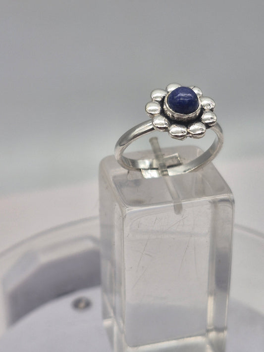 Lapis Lazuli Crystal Silver Plated Adjustable Ring